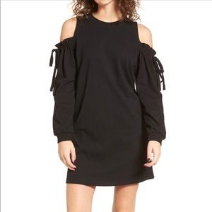 Lush Black Sweatshirt Cold Shoulder dress S NWT